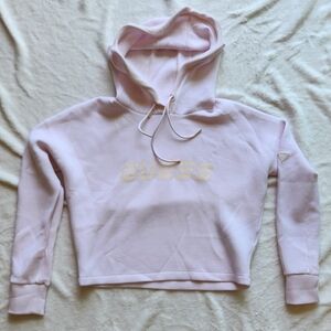 Guess Pink Long Sleeve Cropped Hoodie